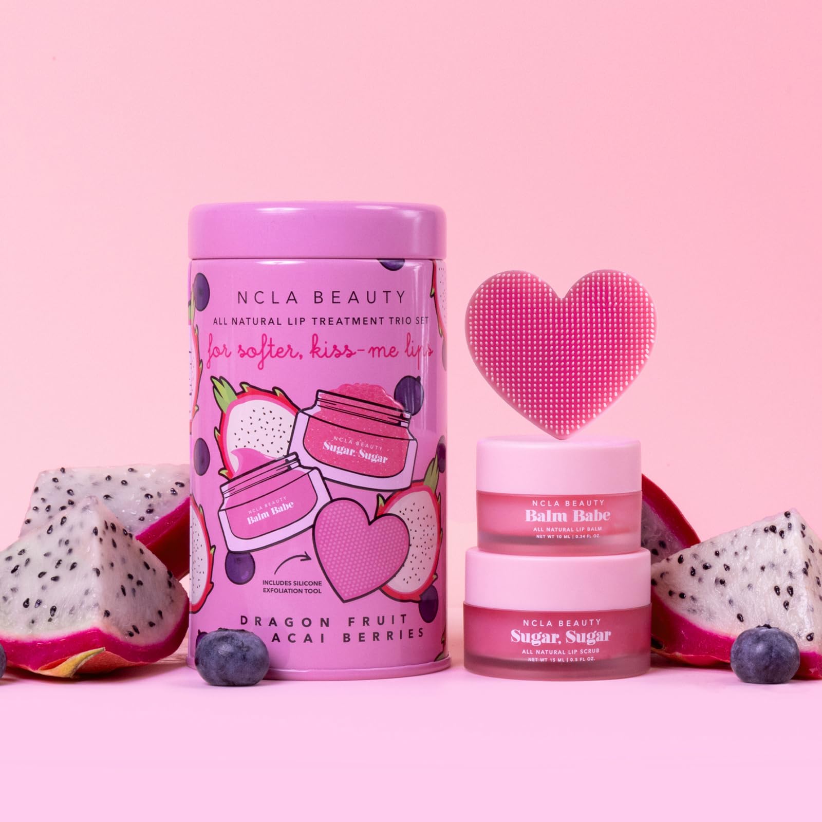 NCLA silicone lip scrubber adds gentle exfoliation.