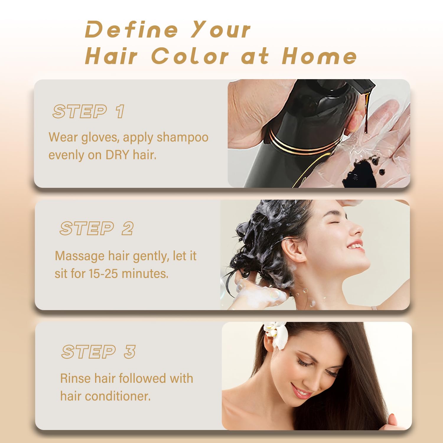 NCEPROHR silver gray hair dye shampoo demonstration showing safe surface coating and color lift