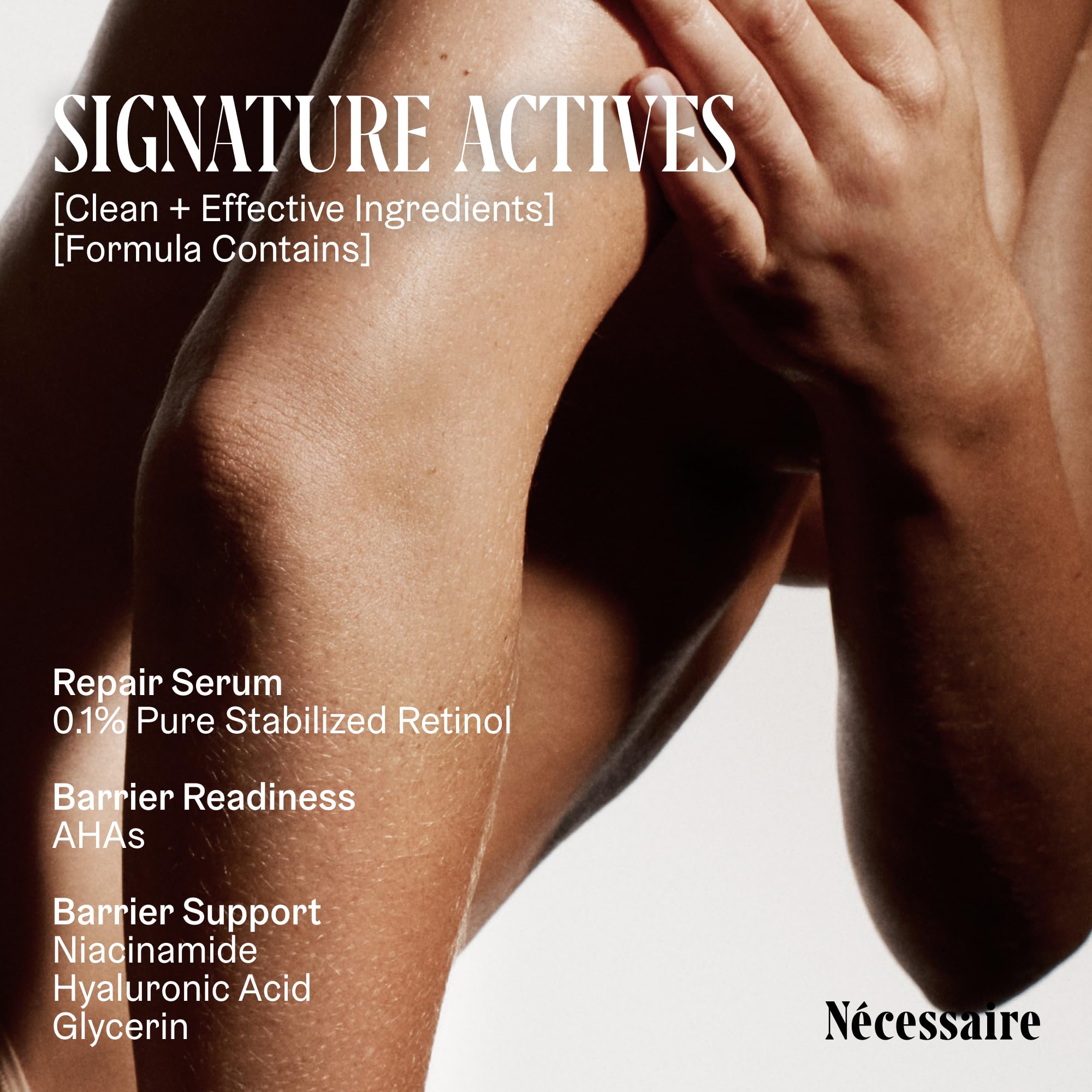Nécessaire The Body Retinol lotion swirl texture showcases rich yet smooth cream.