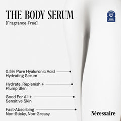 Nécessaire body serum dermatologist-tested label on packaging