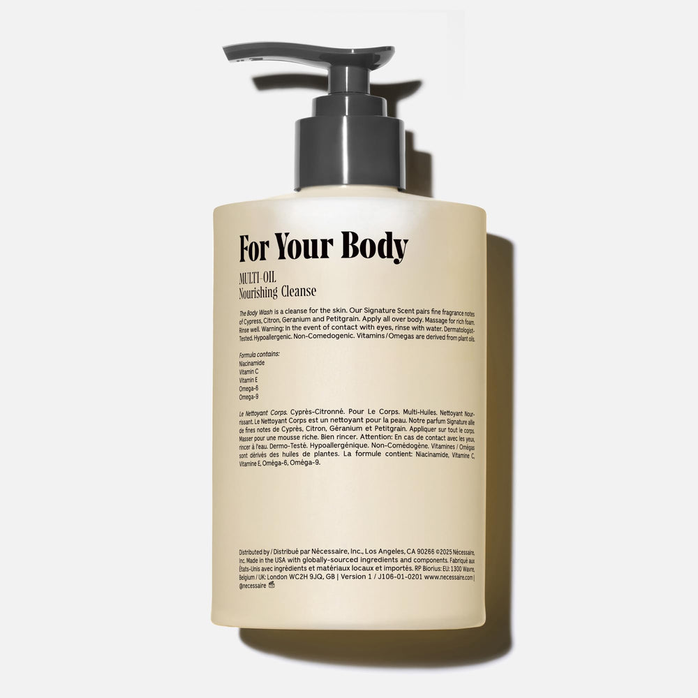 Nécessaire Cypress-Citron body wash foam showing rich lather