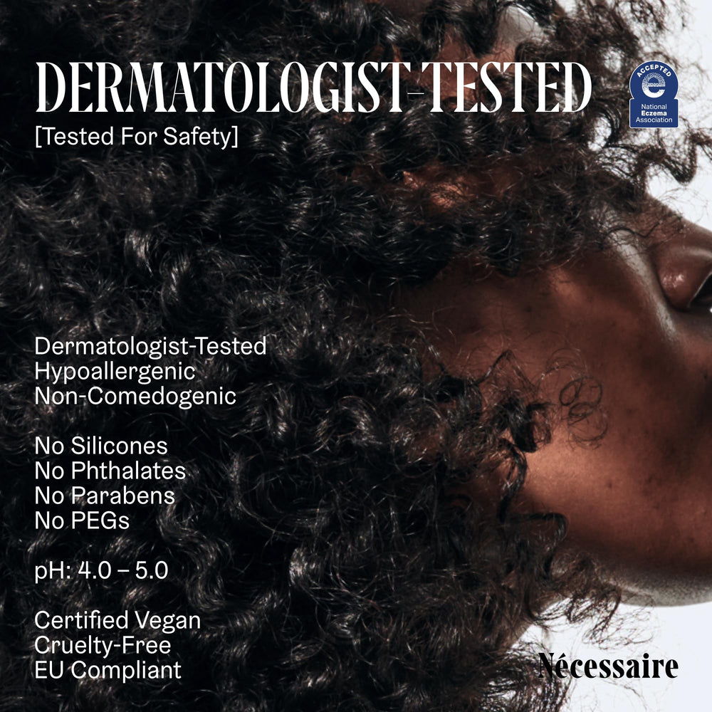 Nécessaire The Conditioner detangles hair, showing softening in use.