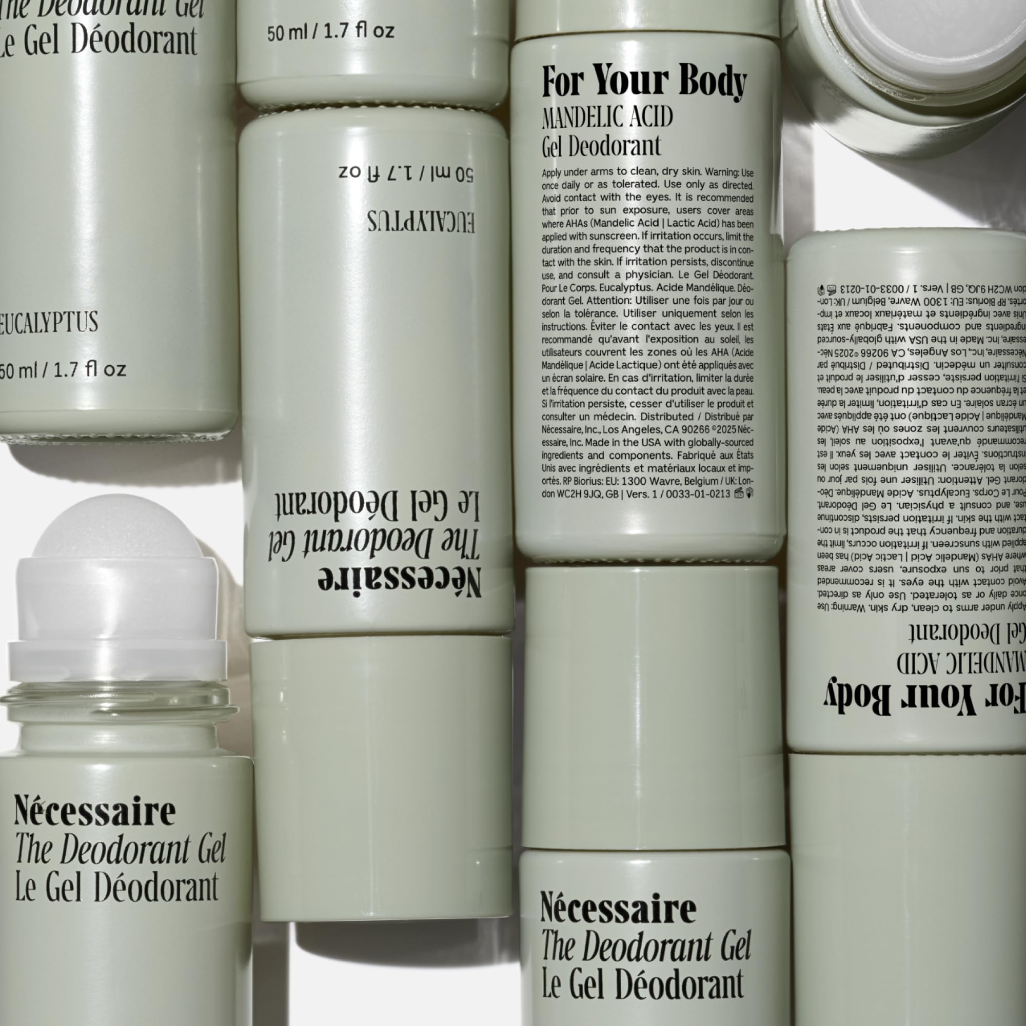 Nécessaire eucalyptus deodorant packaging highlights vegan formula.