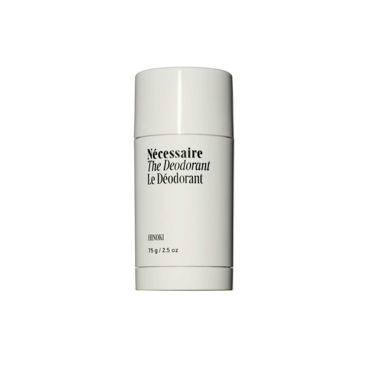 Nécessaire Hinoki deodorant bottle on a clean surface for all-day freshness