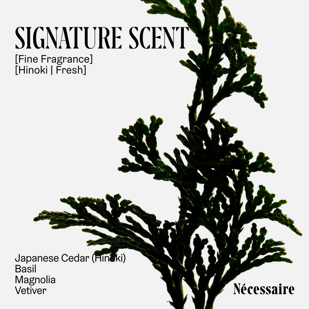 Nécessaire Hinoki texture swatch showing easy-to-dispense stick.