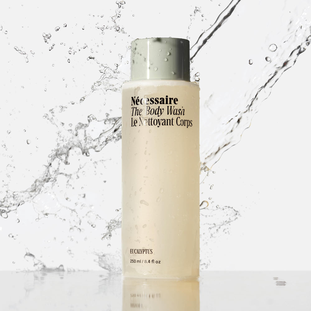 Nécessaire Eucalyptus ingredients close-up highlights niacinamide and plant oils