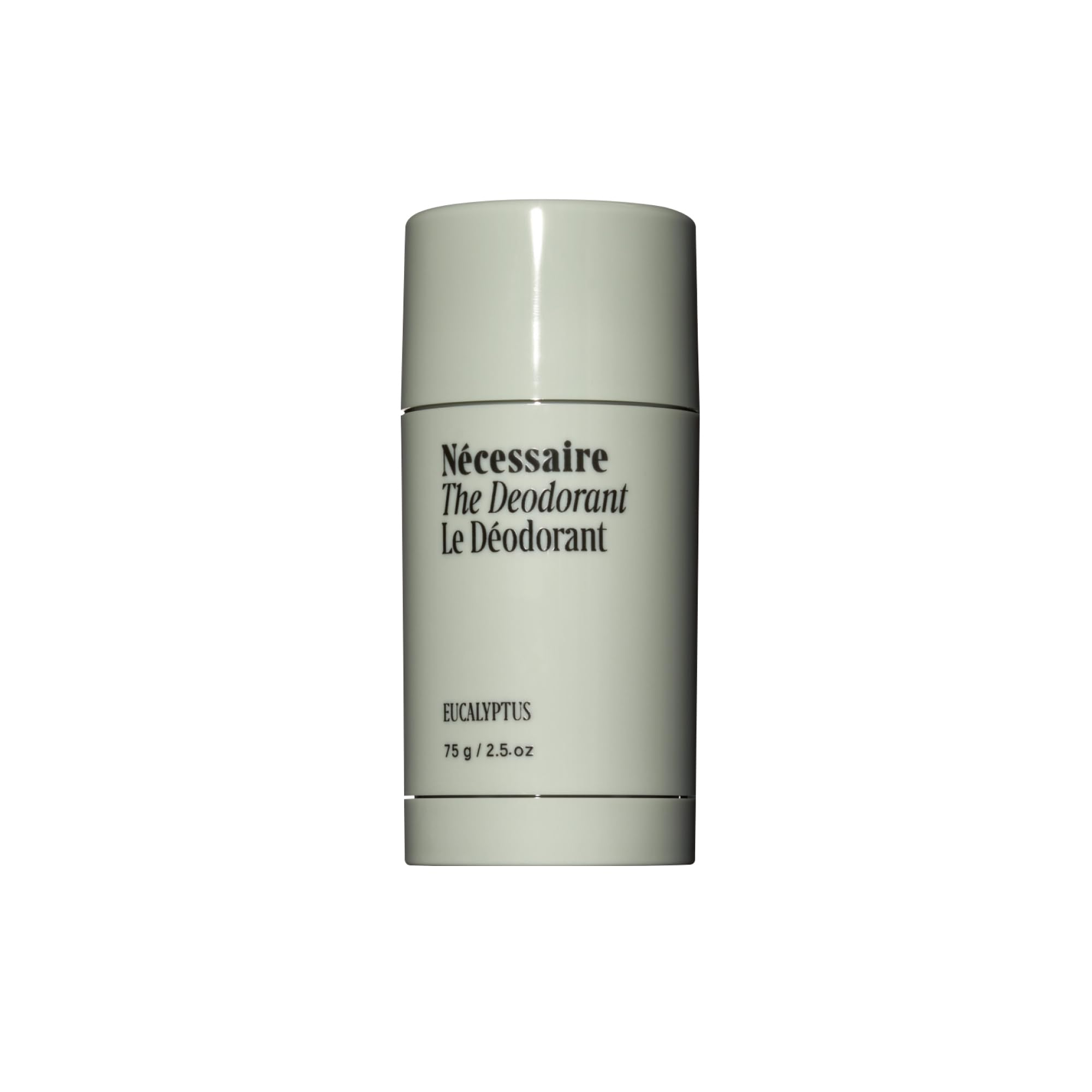 Nécessaire Eucalyptus deodorant bottle shows aluminum-free formula for all-day freshness.