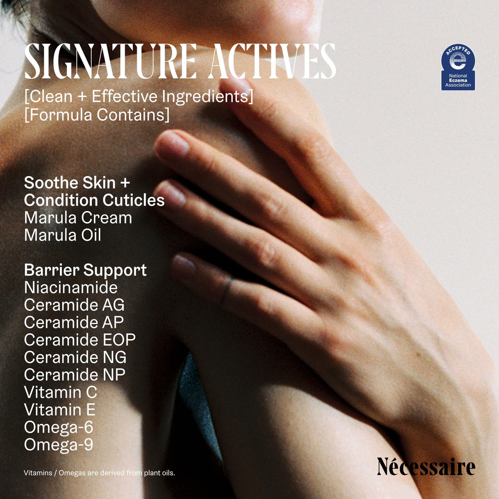 Nécessaire Hand Cream shea butter rich texture visible on skin