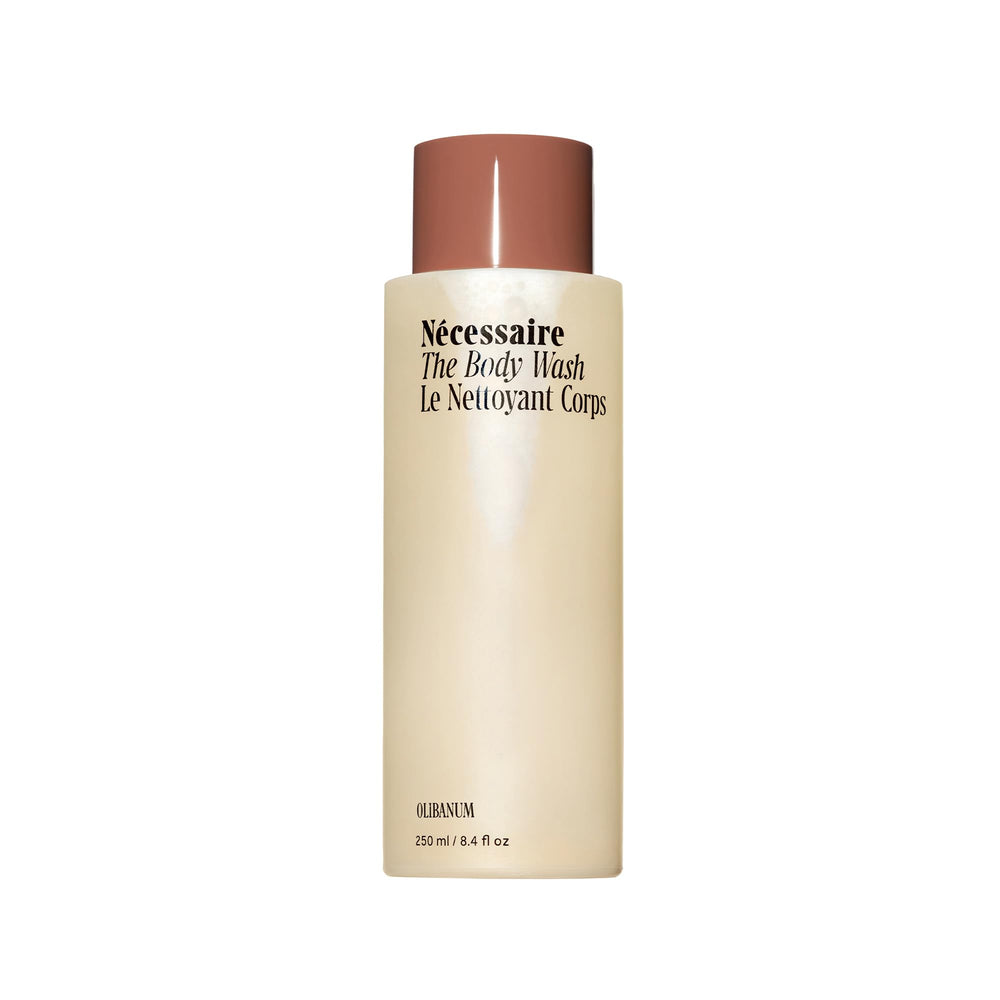 Nécessaire Olibanum body wash bottle pour shows gentle cleansing with multi-ceramide care