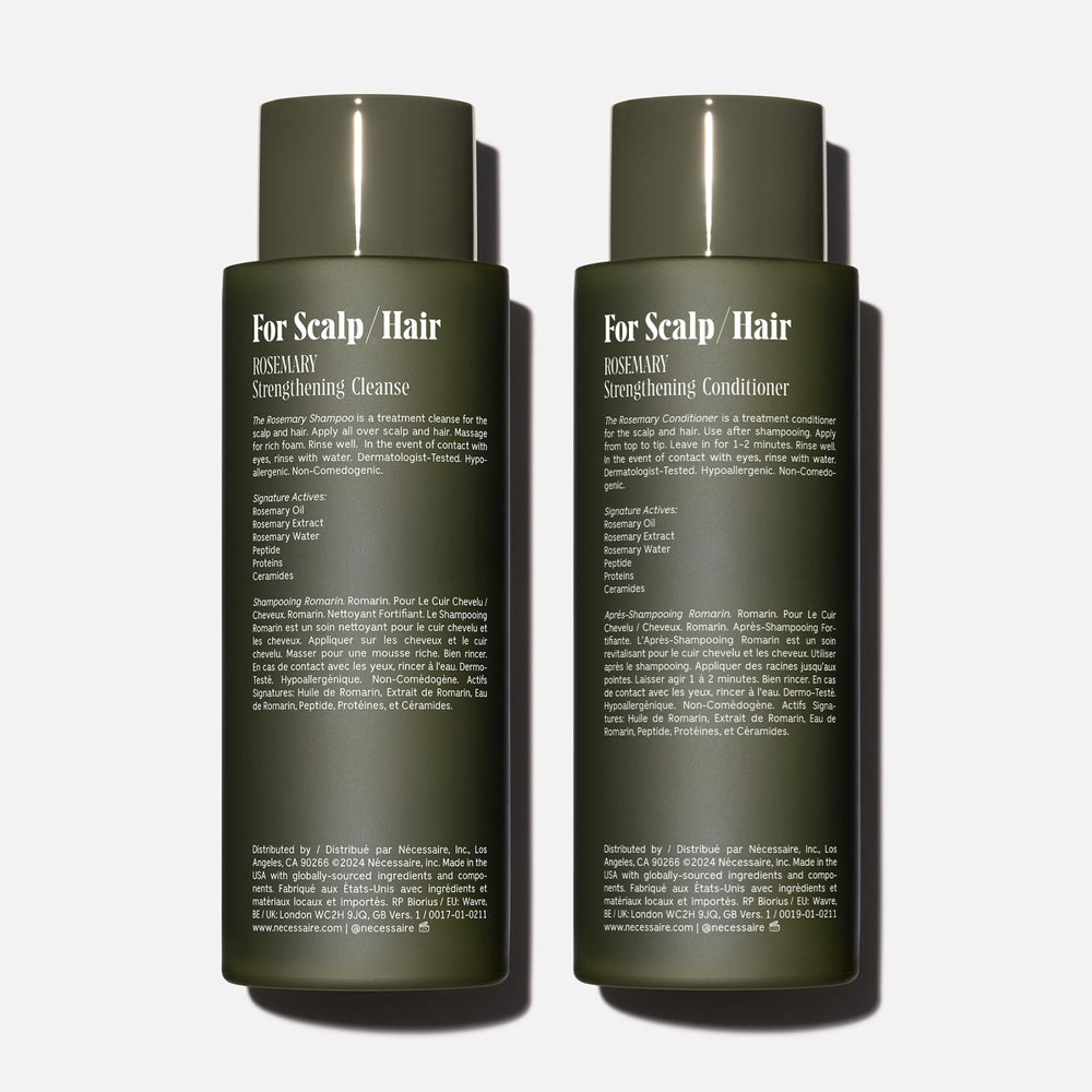 Nécessaire Rosemary Conditioner bottle shows detangling formula for smoother hair.