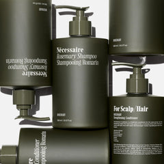 Nécessaire Rosemary Conditioner bottle demonstrates detangling and smoothing action.