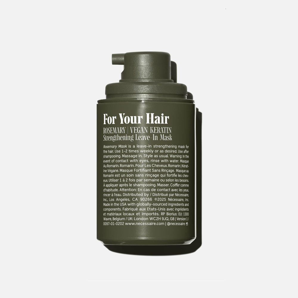Nécessaire Rosemary Leave-In Mask texture close-up showing creamy repair formula.