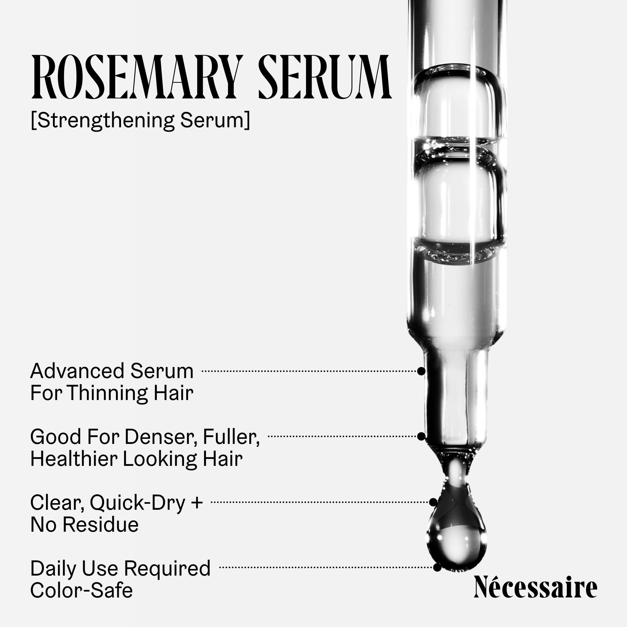 Nécessaire Rosemary Serum being applied to the scalp during daily routine.