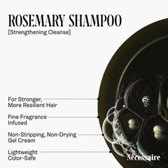Color-safe Nécessaire Rosemary Shampoo bottle shown for treated hair use.