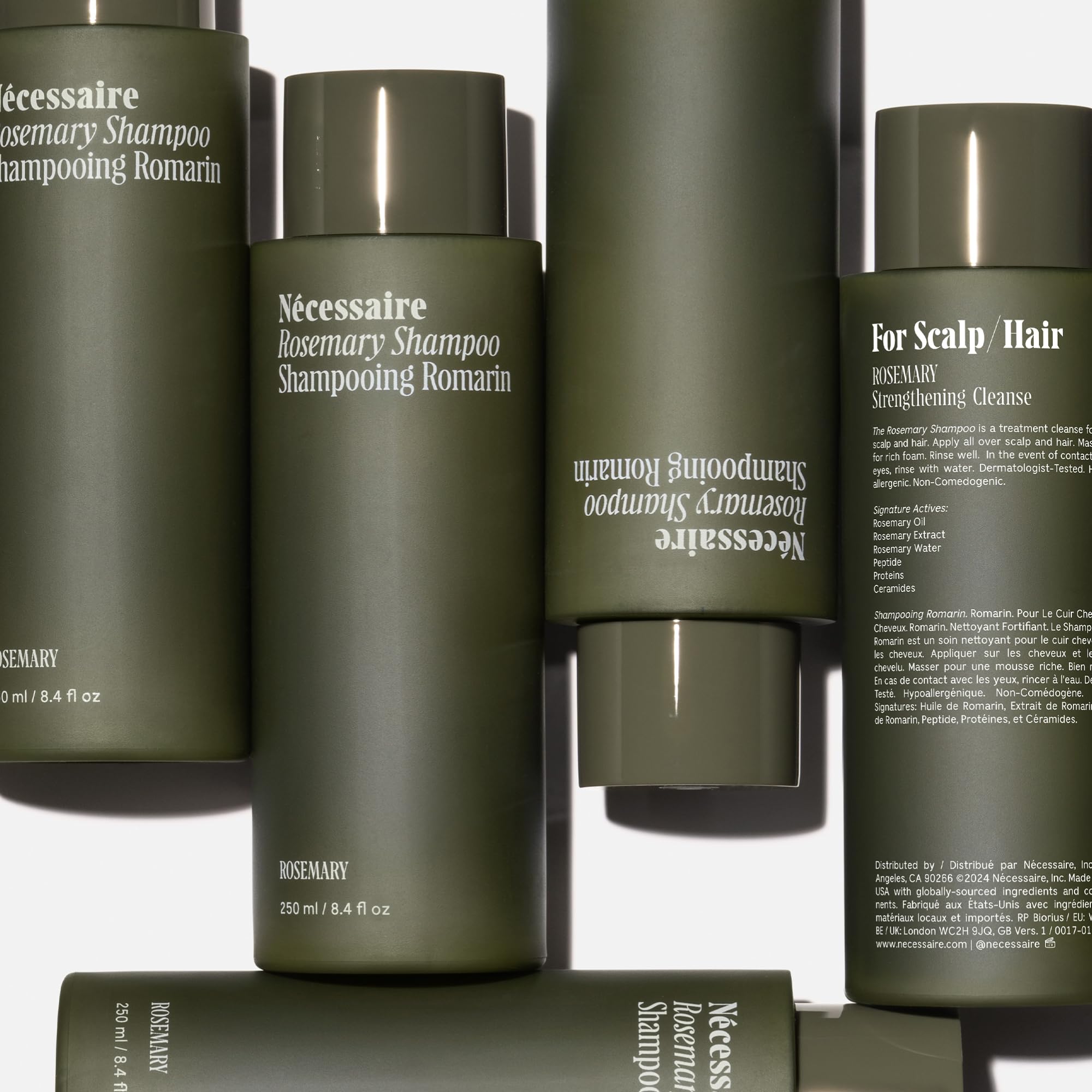 Nécessaire Rosemary Shampoo ingredients highlight rosemary extract and ceramides.