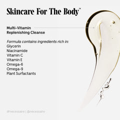 Nécessaire Sandalwood Body Wash gel texture promises gentle cleanse and calm skin