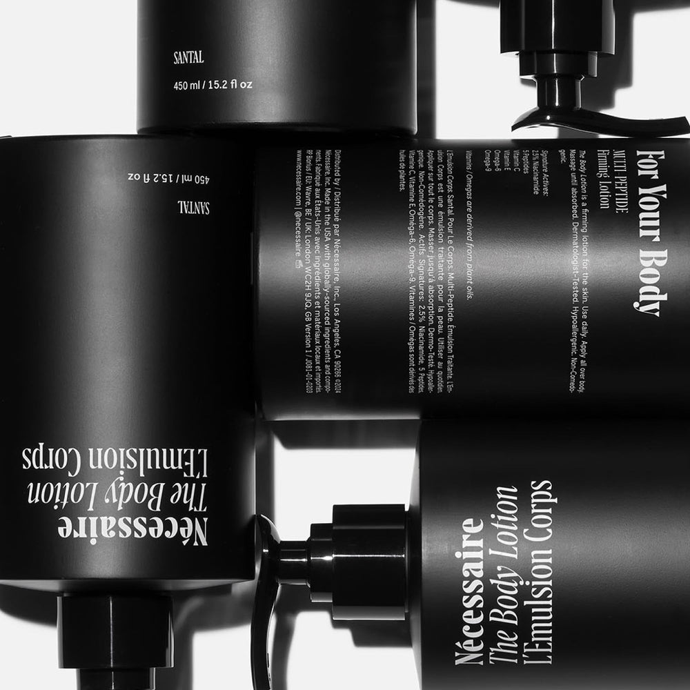 Nécessaire Santal lotion application scene emphasizes non-greasy feel