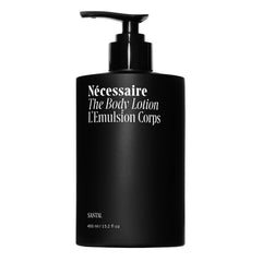 Nécessaire Santal body lotion bottle close-up for fast-absorbing daily hydration
