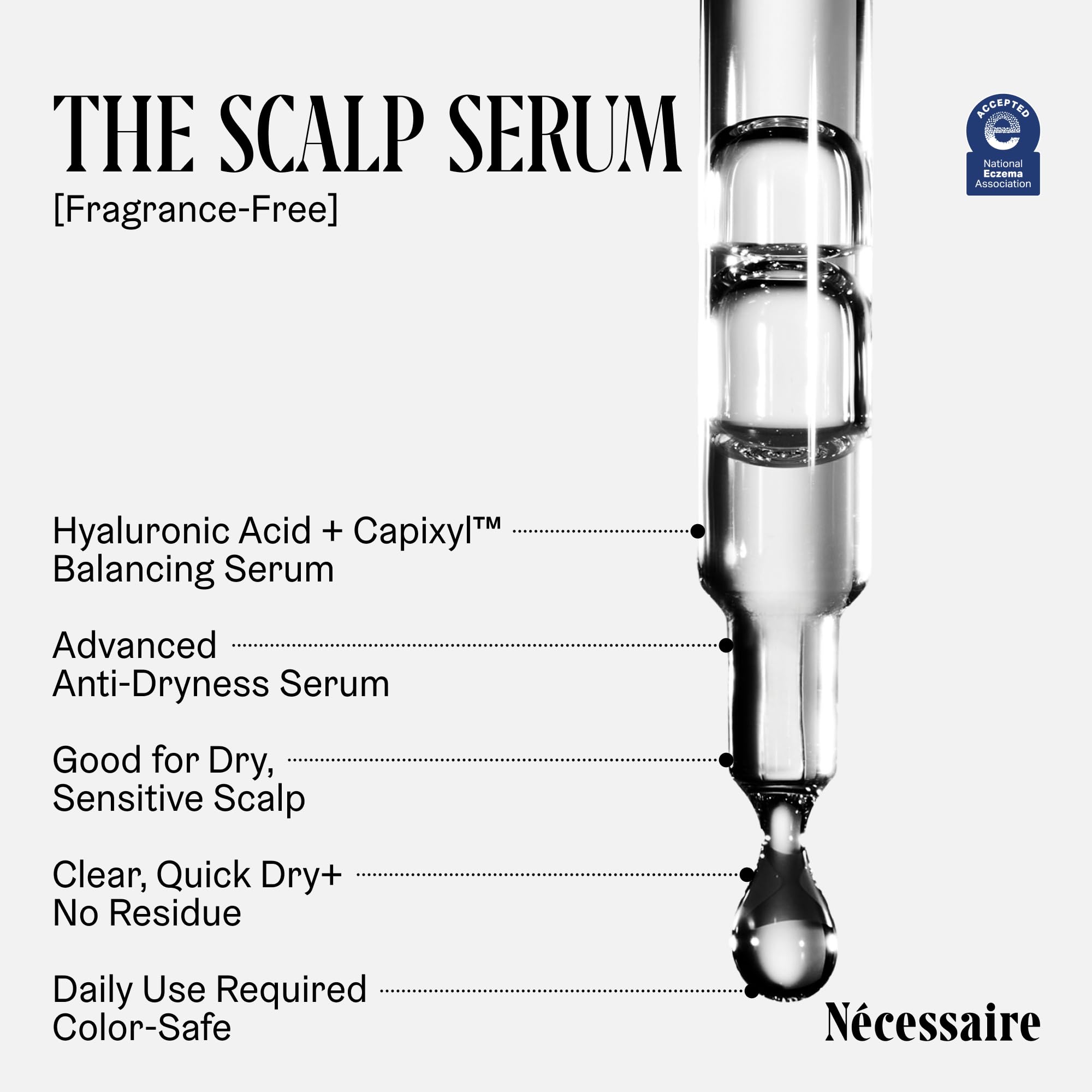Nécessaire Scalp Serum being massaged into scalp areas for even coverage.