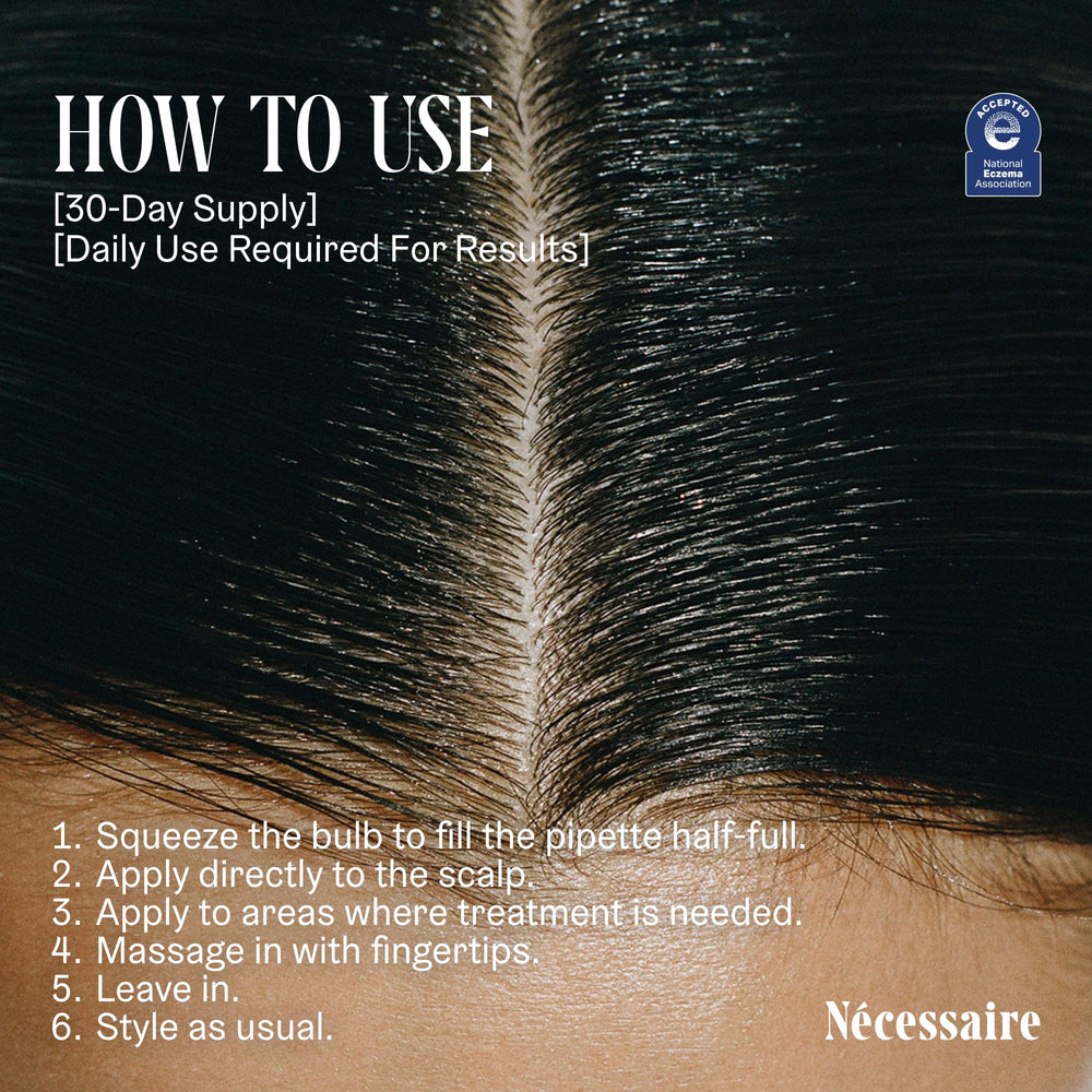 Nécessaire Scalp Serum recyclable glass bottle and eco-friendly packaging.