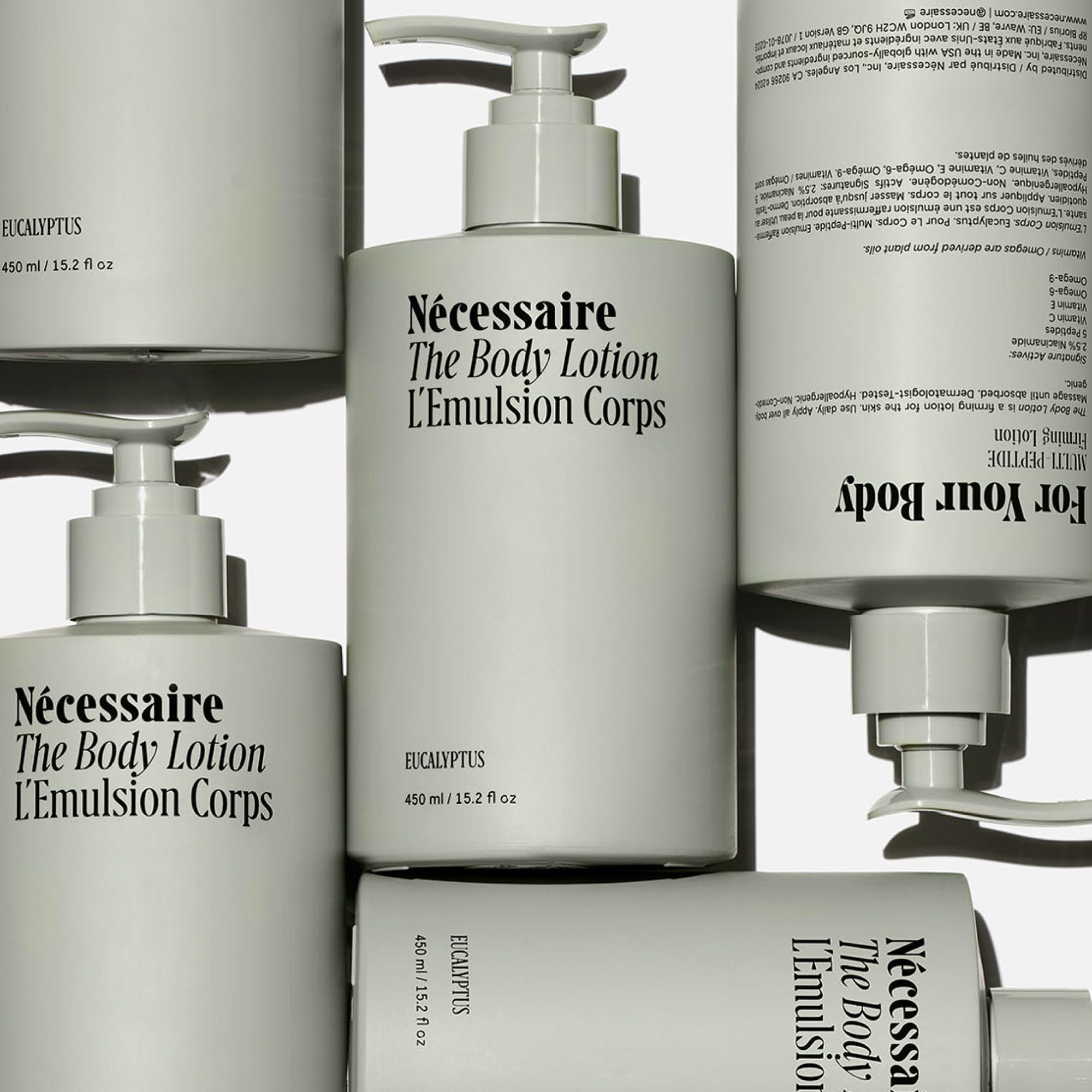 Nécessaire The Body Lotion Eucalyptus swatch highlights lightweight hydration.