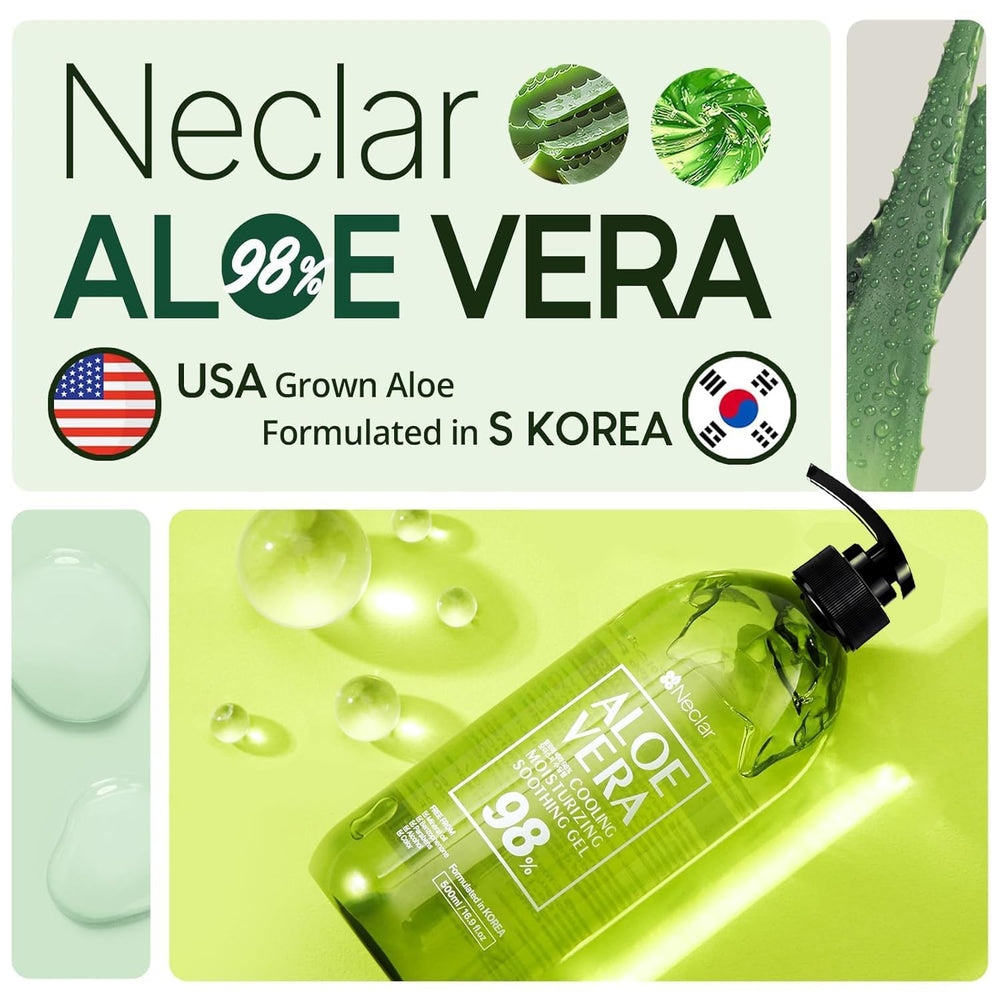 Neclar Après-Soleil Aloe Vera, texture légère qui rafraîchit immédiatement la peau.
