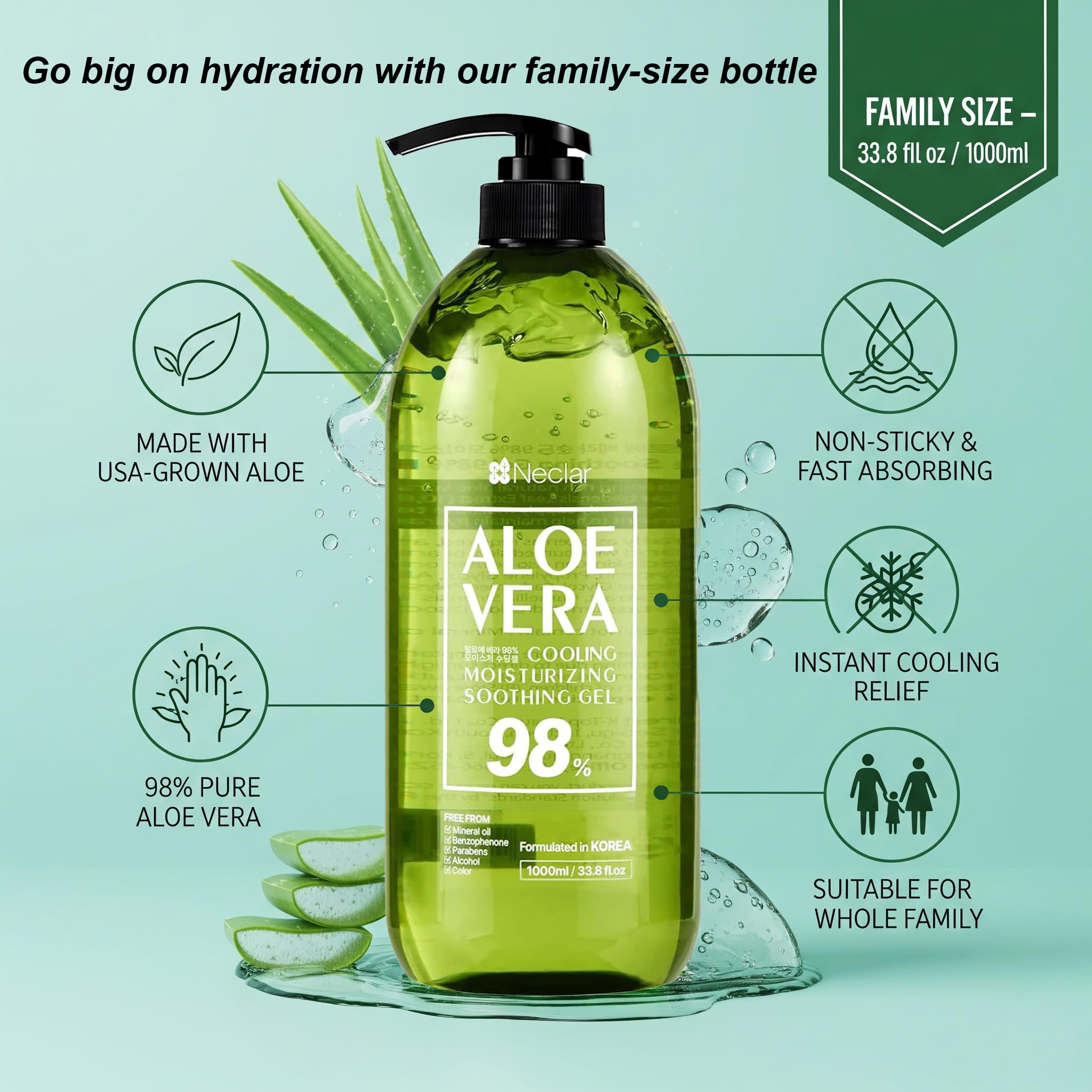 Neclar Formule Sans Alcool Parabens, sans colorants ni parfum fort.