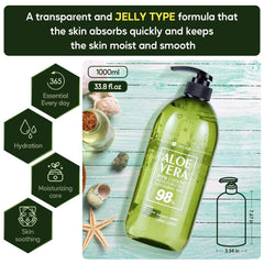 Neclar Soin Visage Corps Cheveux Gel Aloe Vera, polyvalent et doux pour peaux sensibles.