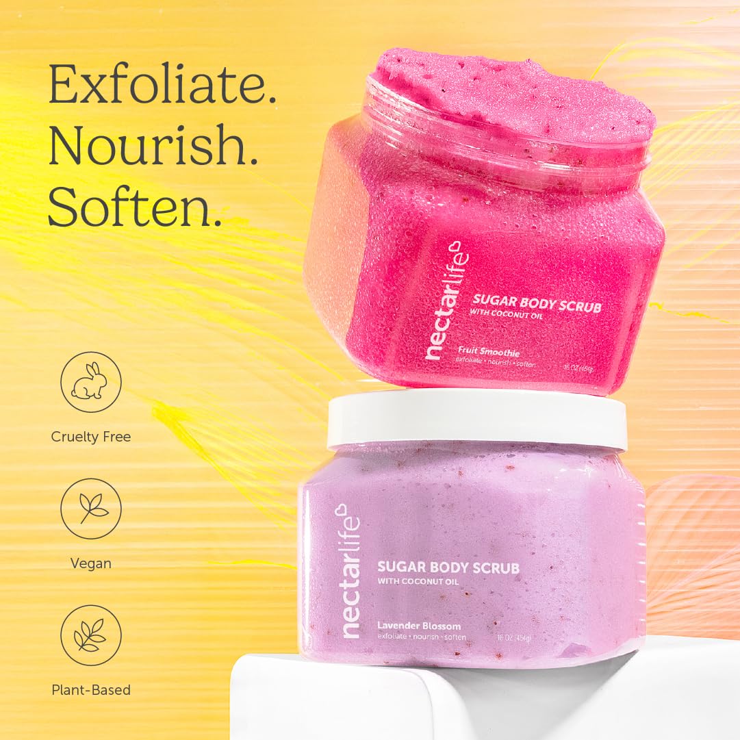 Nectar Life Exfoliating Sugar Scrub during shower application for smooth skin