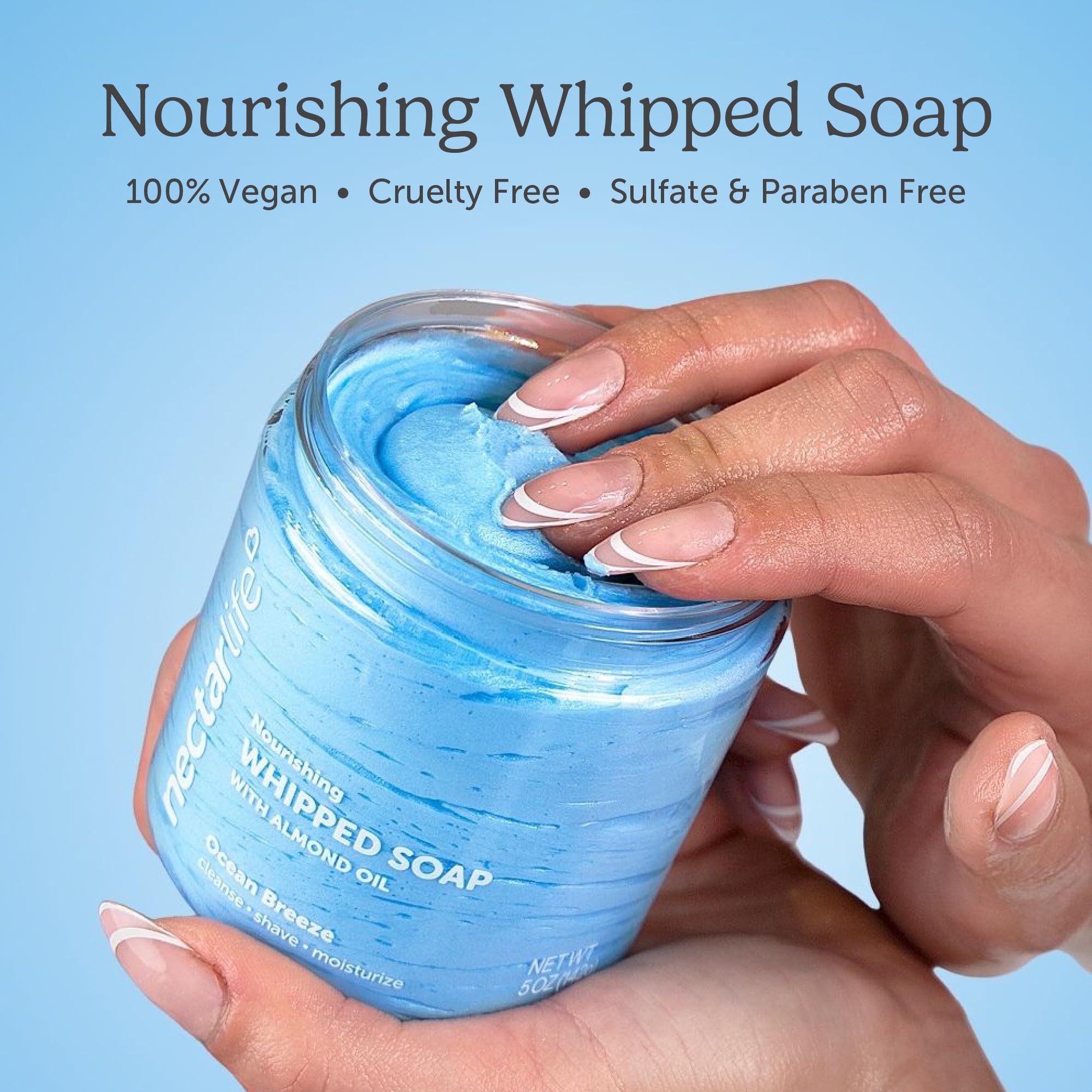 Nectar Life shower and body wash application image illustrates versatile use.
