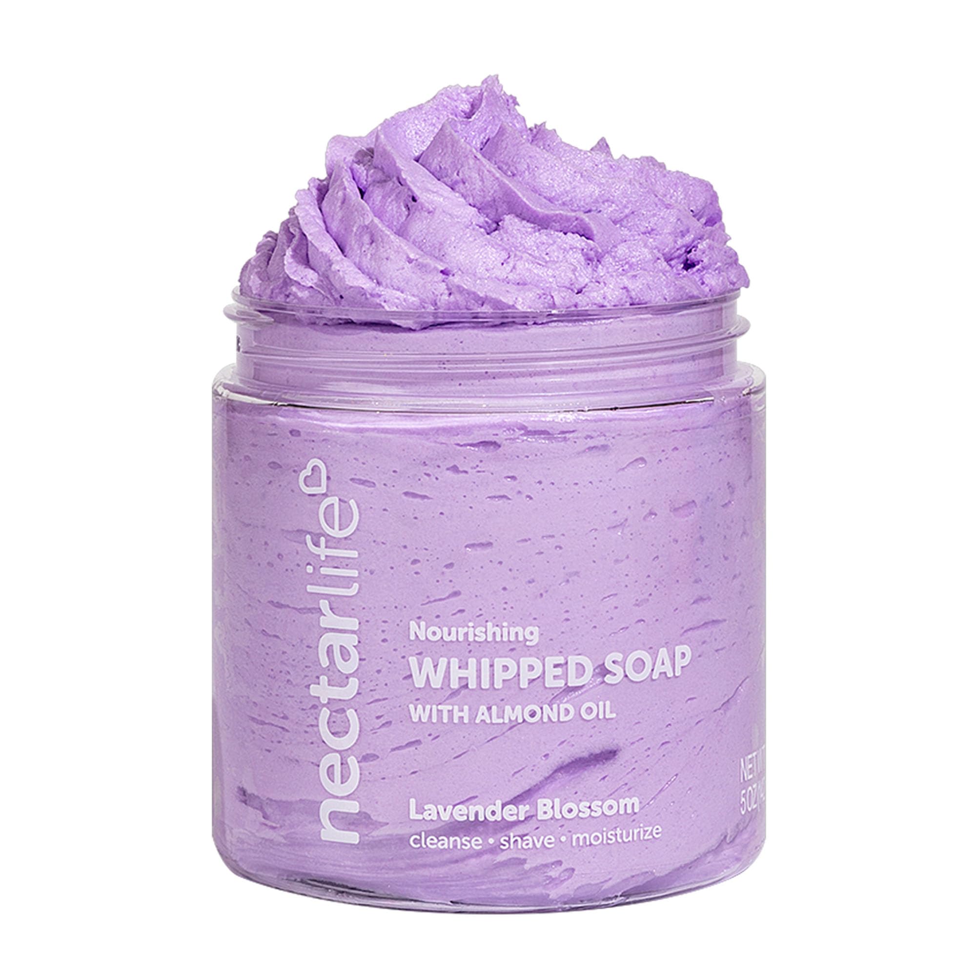 Nectar Life lavender bottle shows luxurious lather for gentle cleansing