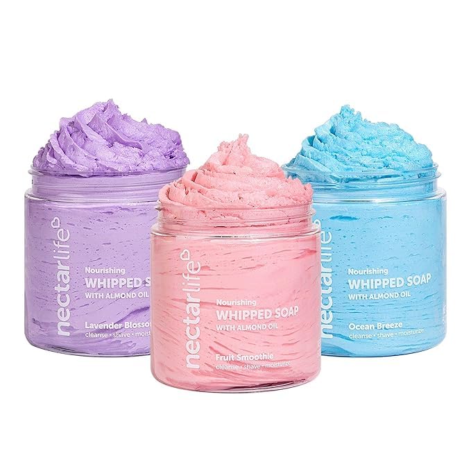 Nectar Life Lavender Blossom whipped soap jar with calming scent for daily cleansing.