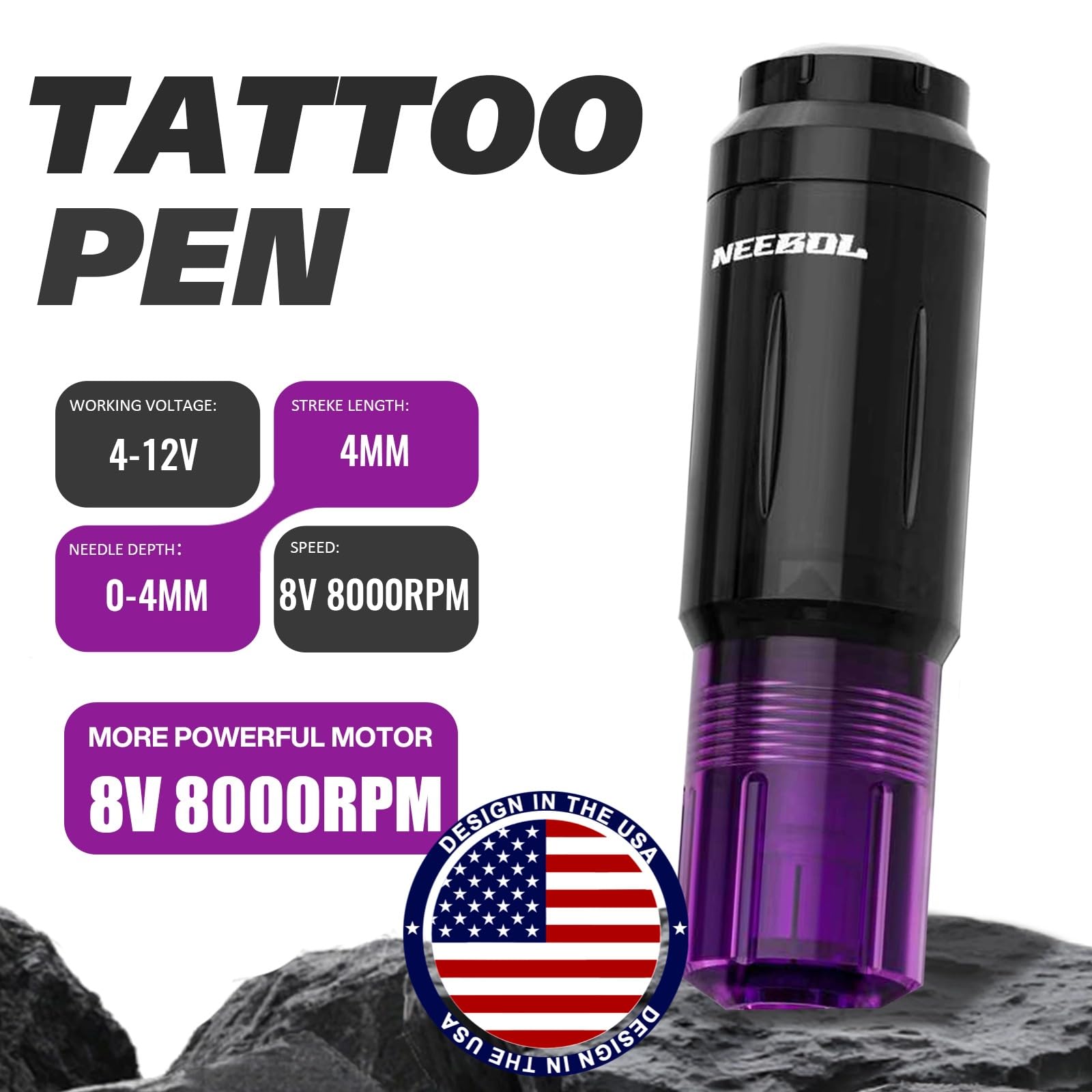 Neebol 1600mAh batteries ready for fast swaps and continuous tattooing