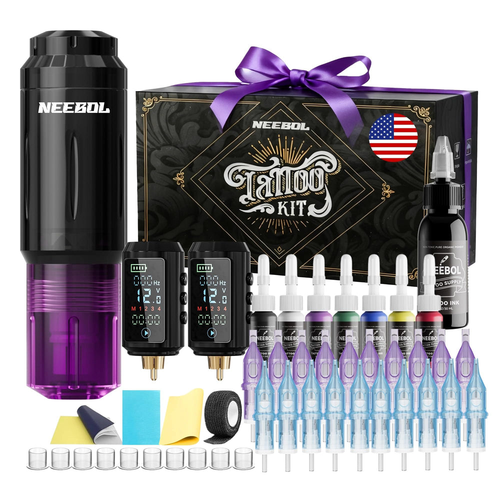 Neebol tattoo kit A10 gun with wireless power for cord-free sessions