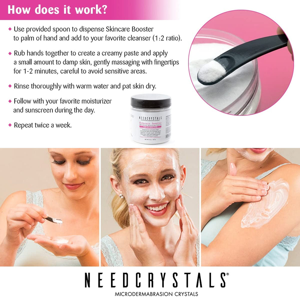 NeedCrystals jar open texture detail emphasizes premium exfoliating crystals