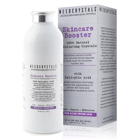 NeedCrystals microdermabrasion crystals jar close-up for gentle exfoliation and smoother skin texture