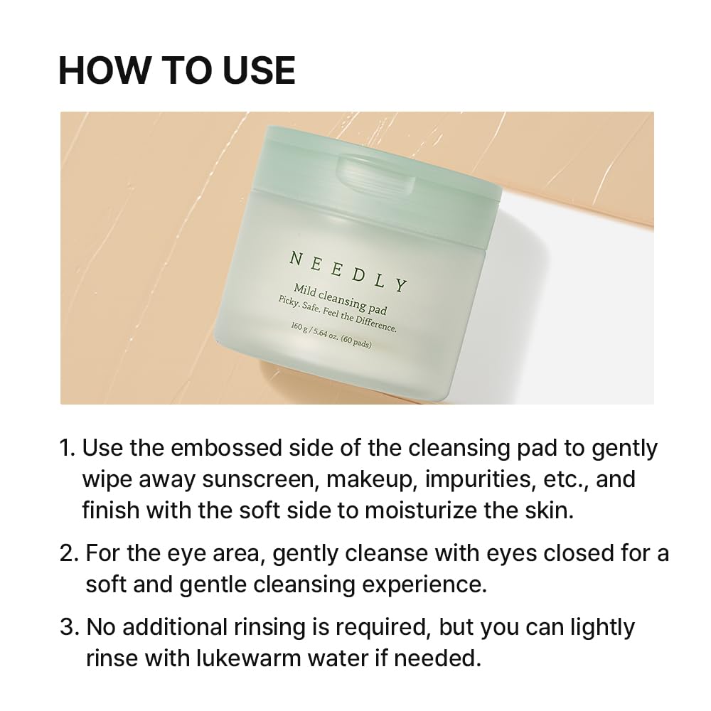 NEEDLY complete cleansing pad close-up promotes refreshed, comfortable feel