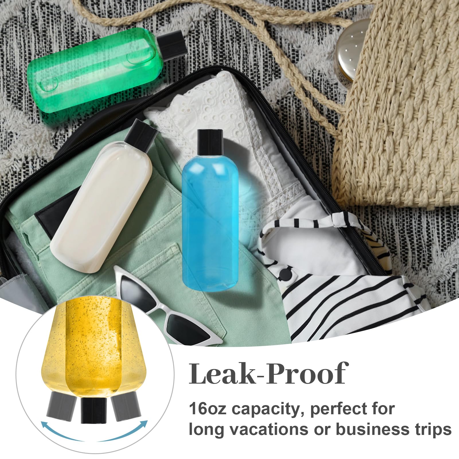 Neendohome 24-pack clear travel bottles ideal for travel gym and home use