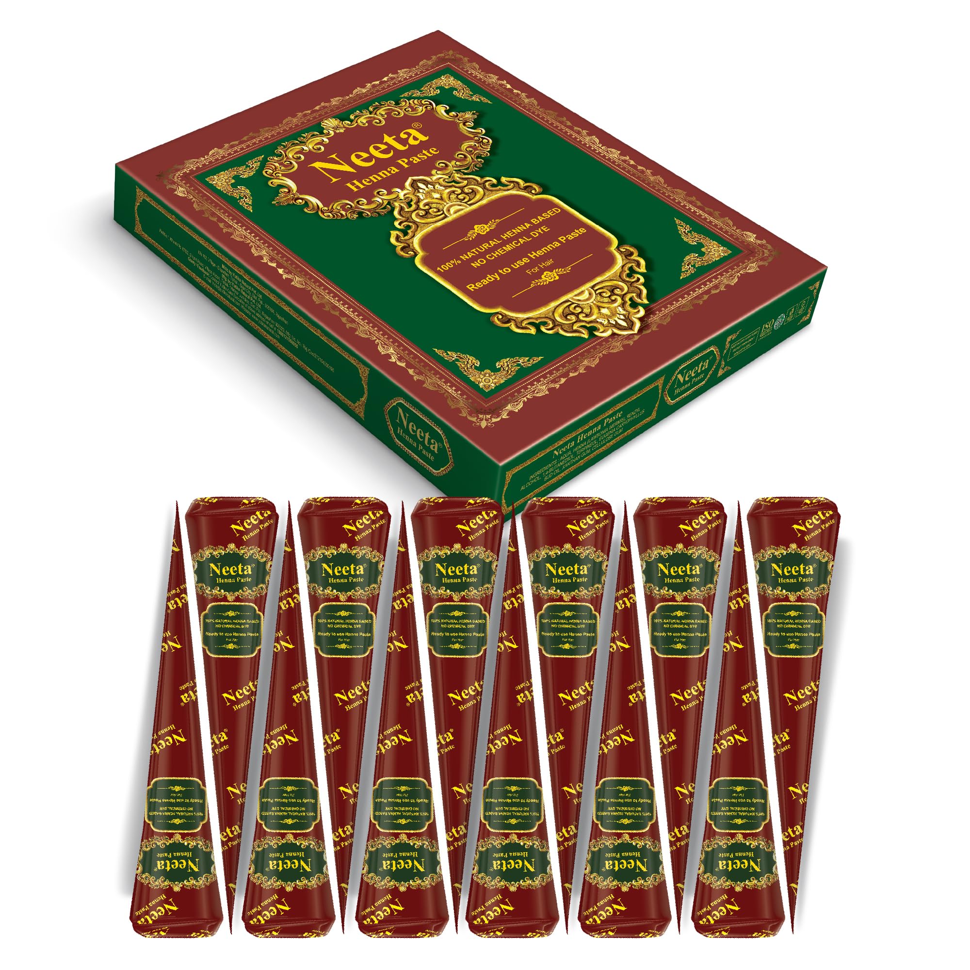 Neeta henna cone ready to use for quick natural color application