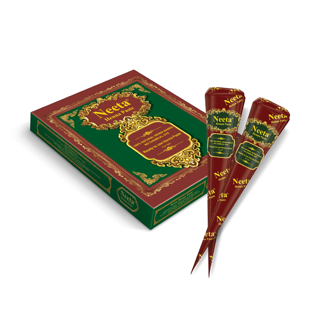Neeta henna cone delivering reddish brown shade that develops over 1 2 days