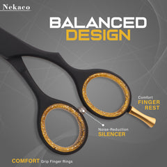 Nekaco black 6.5-inch scissors with matte finish for professional use.