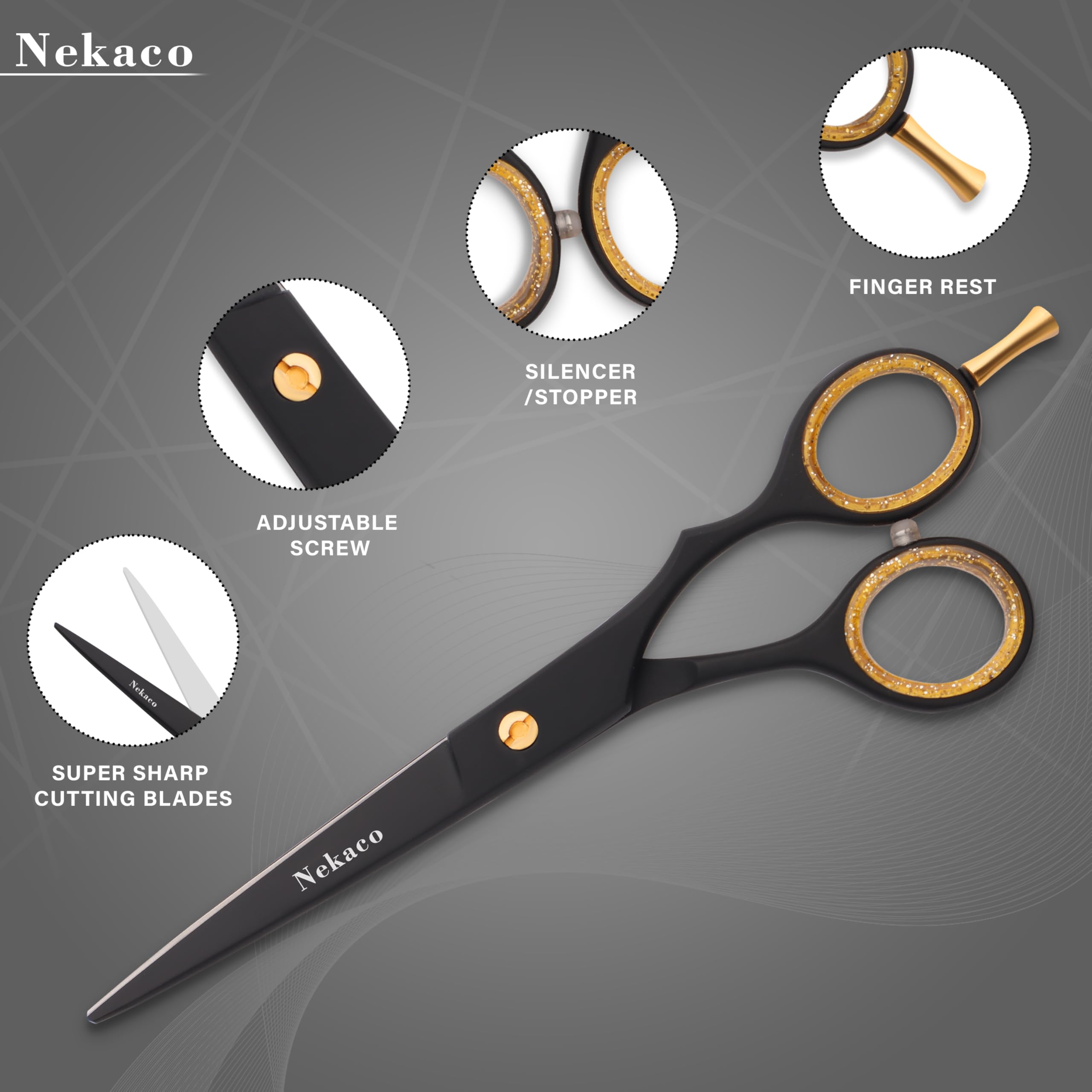 Nekaco blade close-up shows sharp, precise edge for clean cuts.