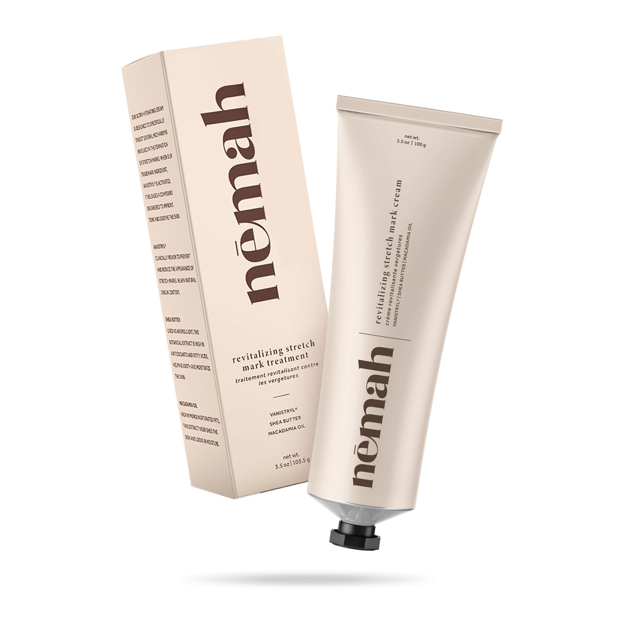 Nemah shea butter and macadamia oil swatch signals rich nourishment.