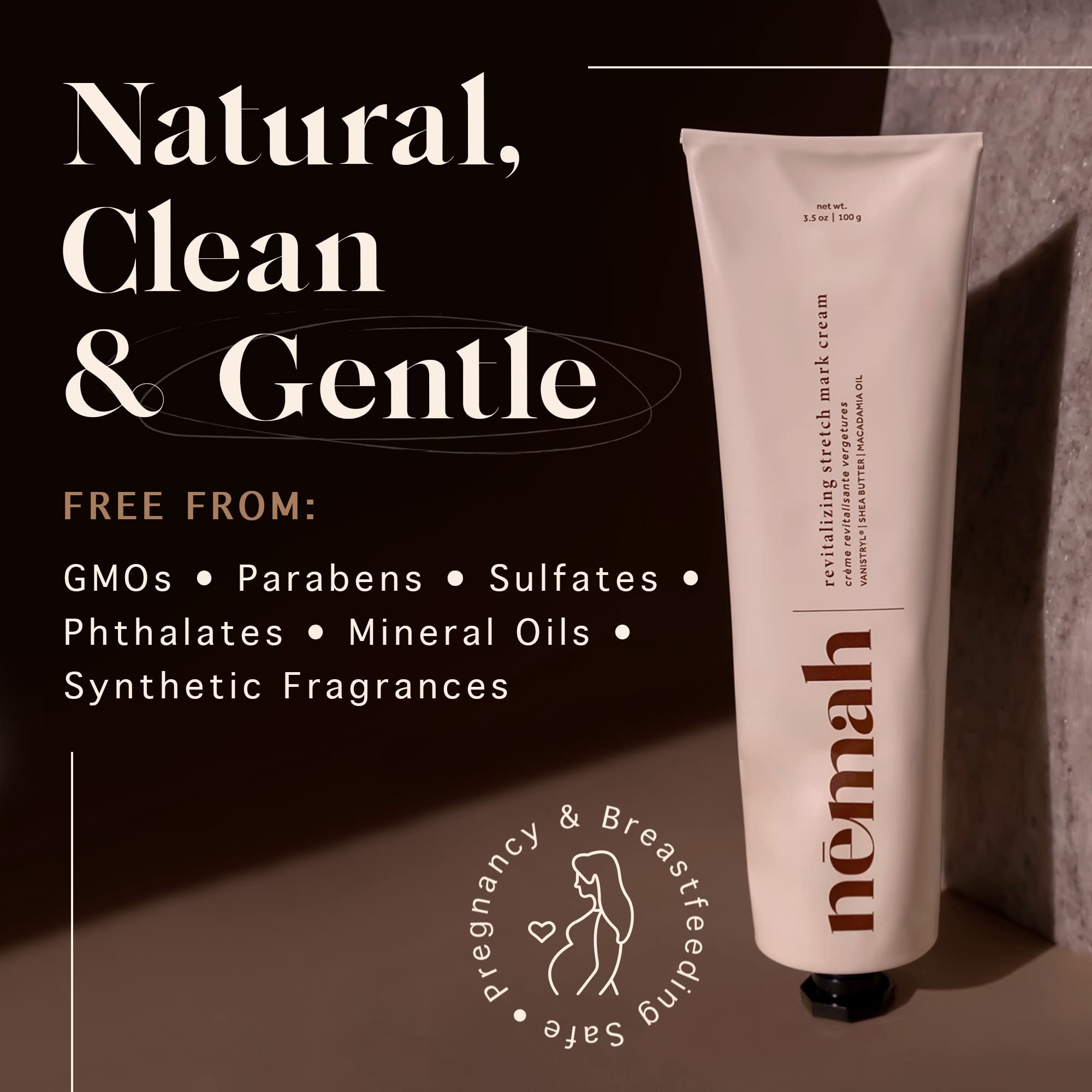 Nemah vanistryl ingredient icon signals a safe, nourishing formula.