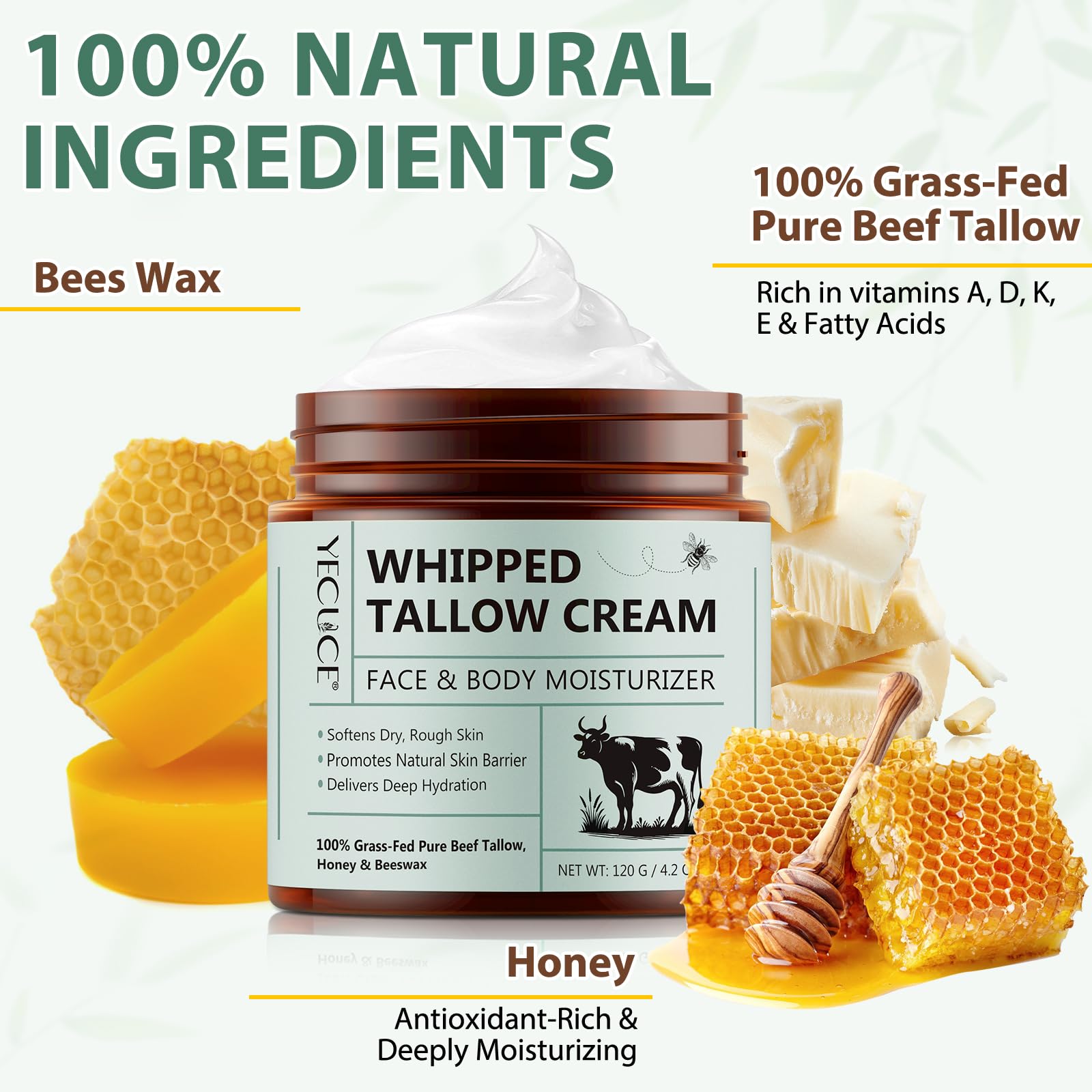 NenMaoKeNu whipped tallow honey balm texture showcasing rich, spreadable moisture