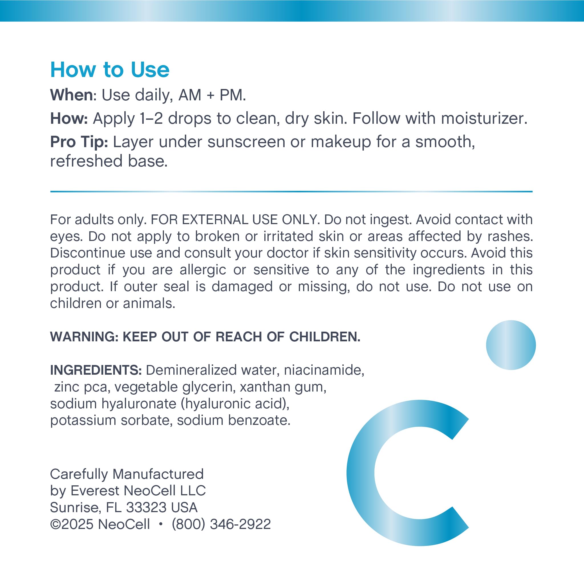 NeoCell serum applied in the morning for a balanced glow on clean skin.