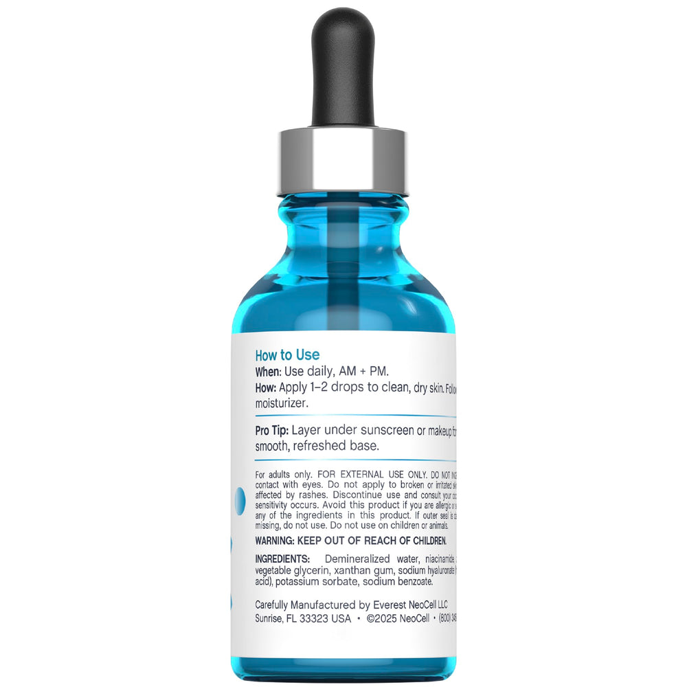 NeoCell Niacinamide Hyaluronic Serum dropper ready to dispense hydration.