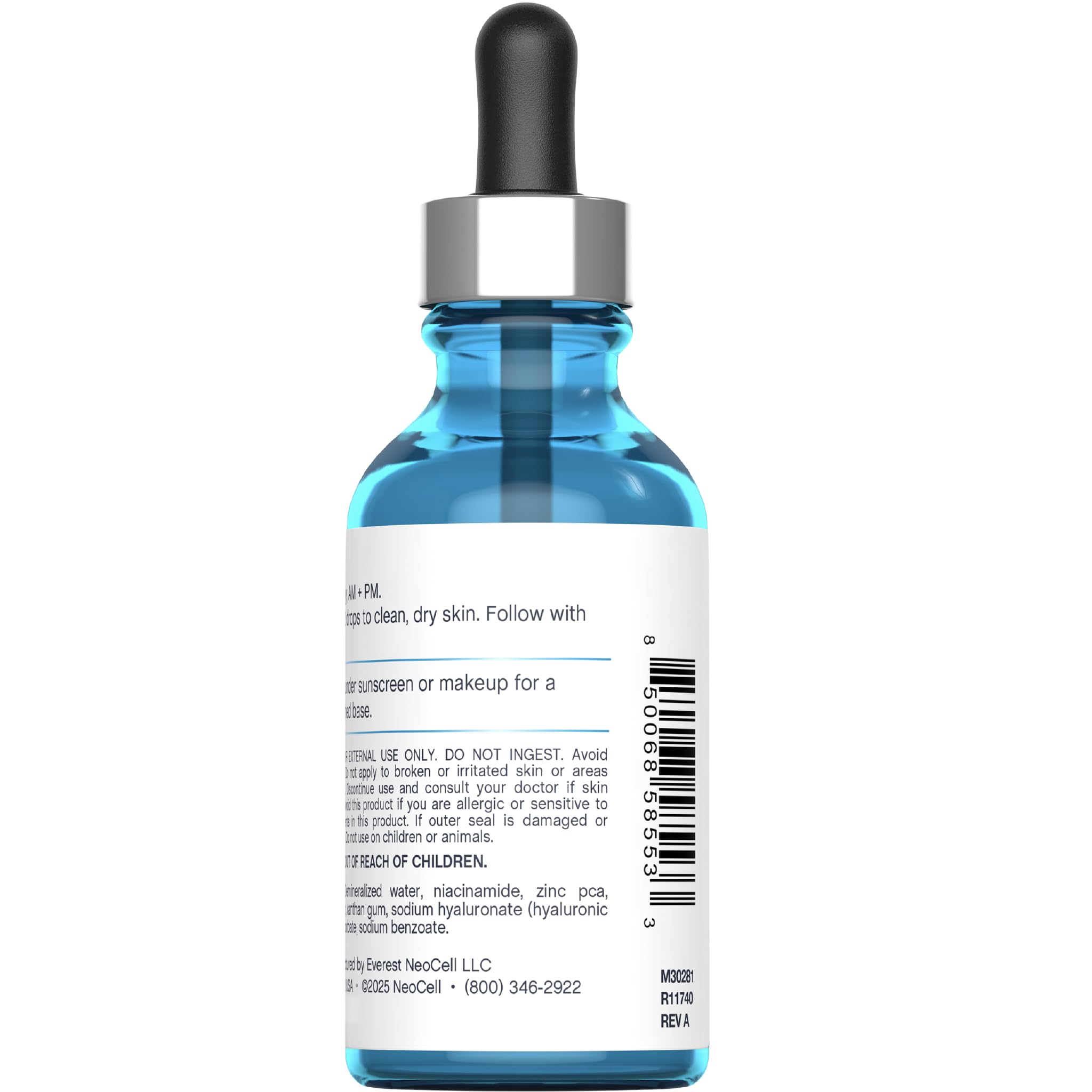Close-up of NeoCell serum texture absorbing into skin for quick hydration.