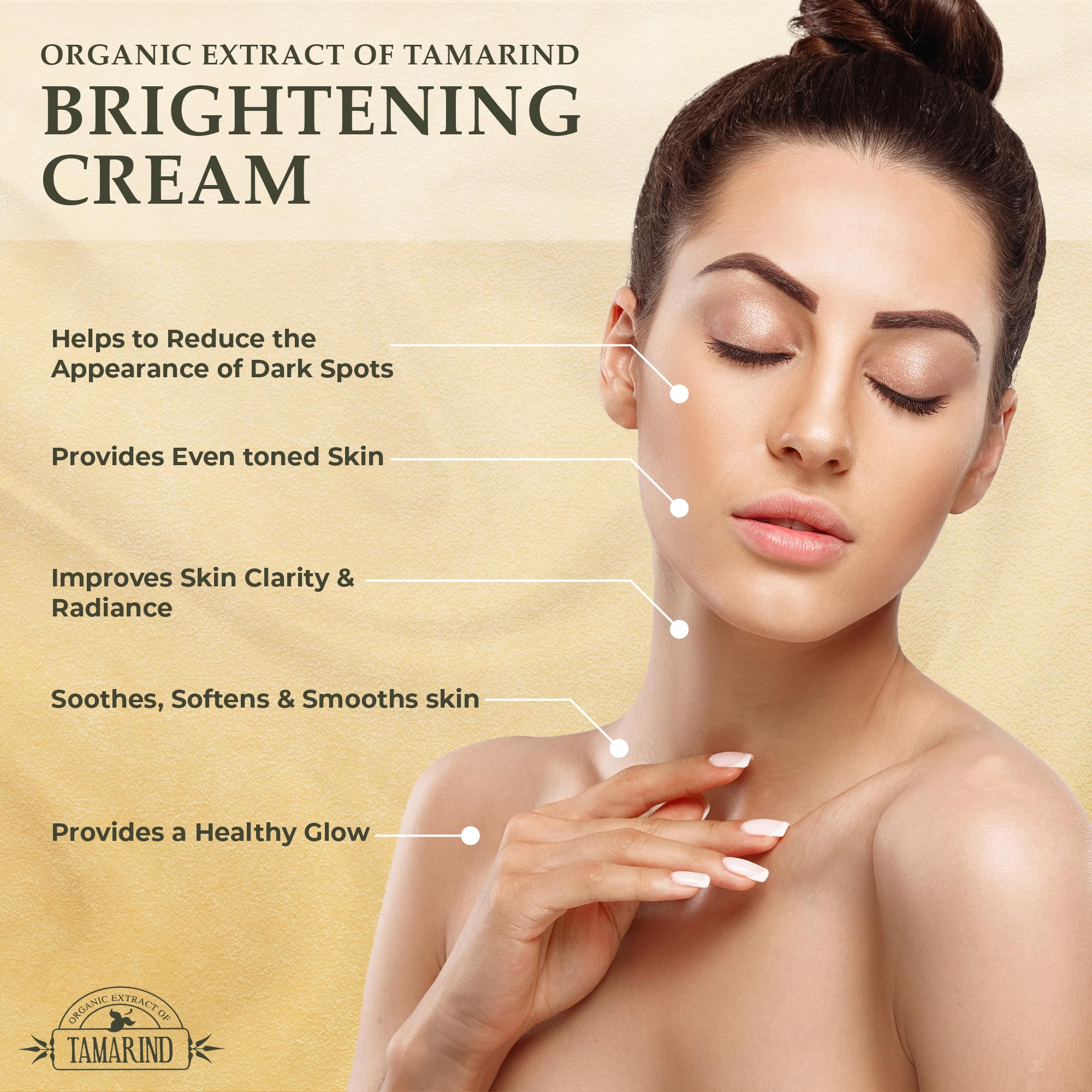 Neoclear tamarind extract cream on face promoting even complexion.