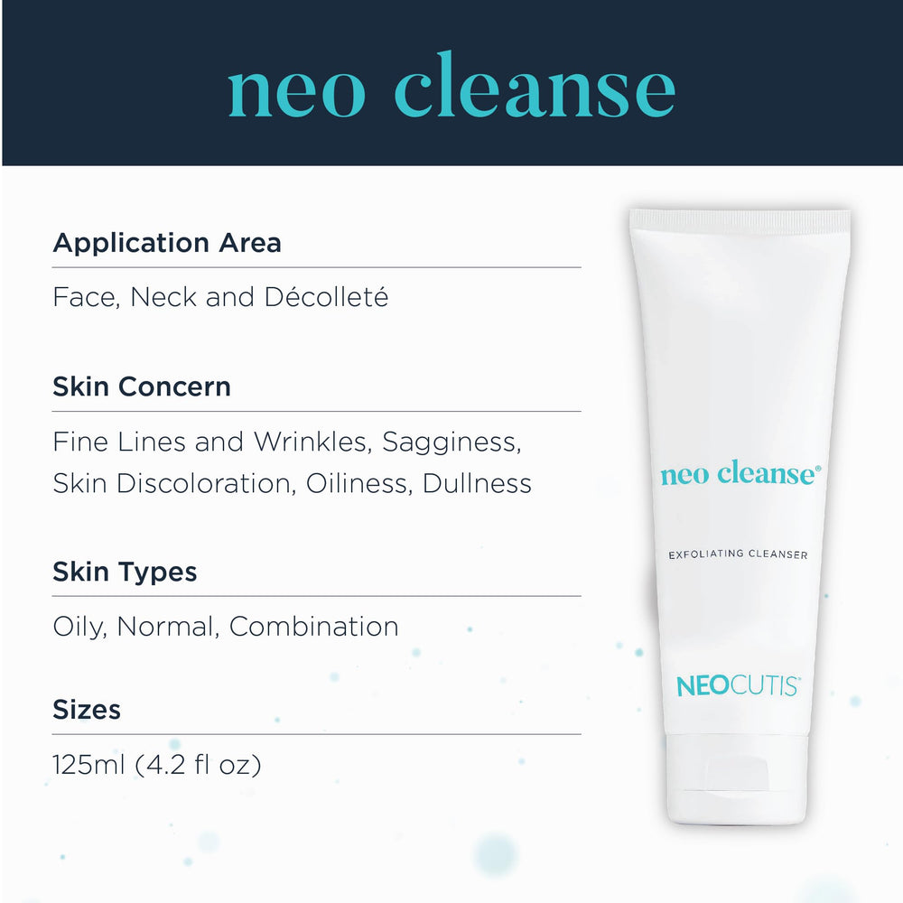 Dermatologist-tested badge on Neocutis Neo Cleanse label.